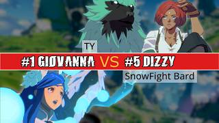 GGST 🔥 #1 GIOVANNA (TY) vs #5 DIZZY (SnowFight Bard) | High Level Gameplay