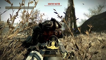 Fallout 4 Fighting a Sentry bot for the first time Survival Mode