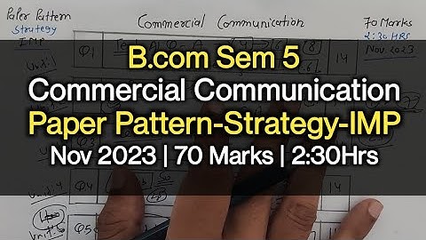 Commercial Communication | Paper Pattern-Strategy-IMP | B.com Sem 5 | Nov 2023