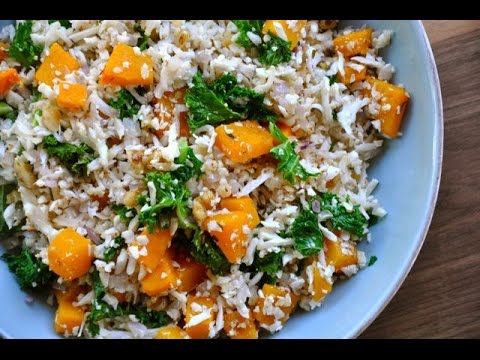 Paleo Cauliflower Rice with Butternut Squash, Kale and Walnuts