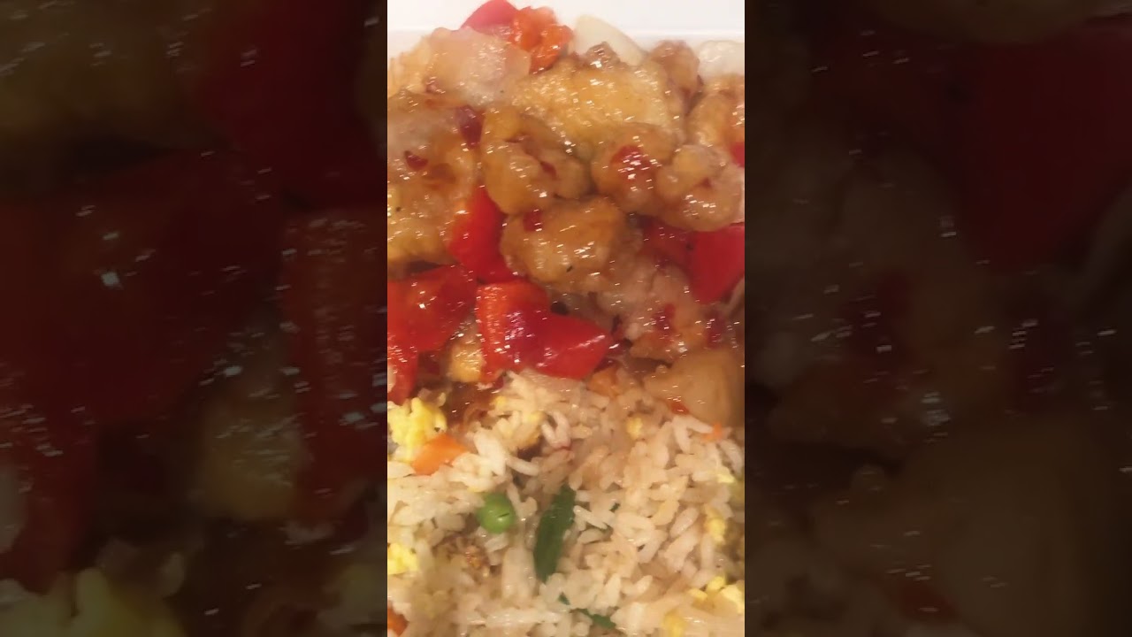 Eating  Panda 🐼 Express Sweetfire Chicken with Fried Rice, Beef Broccoli 🥦