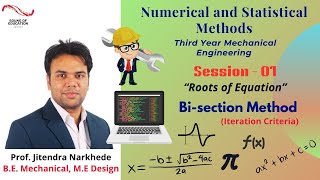 Roots of Equation | Bi-section Method (Iteration Criteria) | Unit- 01