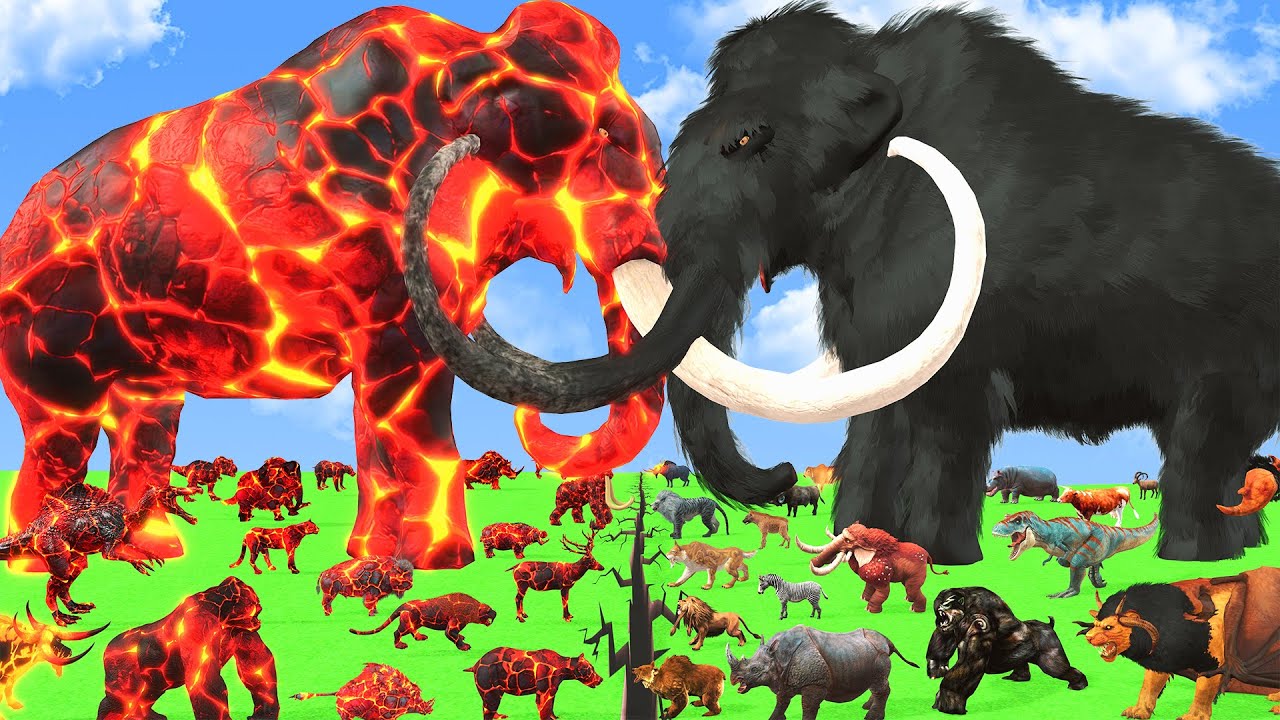 Prehistoric Lava Mammals vs Shadow Itself Size Comparison Epic Battle Animal Revolt Battle Simulator