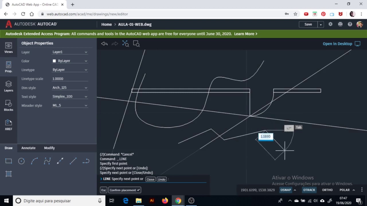AUTOCAD WEB - AULA 01 - INTERFACE E FERRAMENTAS - YouTube
