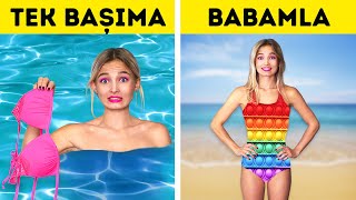 Kızların Plajdaki ÇILGIN Sorunları - BABAYLA Tatil || La La Dünya BABAM SEVGİLİMDEN Nefret Ediyor