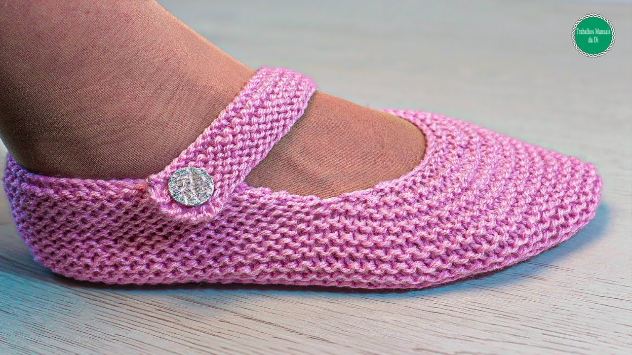 Pantufa fácil em tricô - YouTube