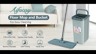 Aifacay Floor Mop and Bucket- 8 Reusable Microfiber Mop Pads, Wringer and Stainless Handle REVIEW
