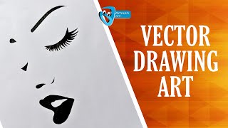 Vector art drawing | How to draw girl face | Easy drawing tutorial | girl face tattoo