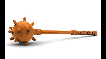 Modeling of a medieval mace in SolidWorks, using Curve Driven Pattern, Intersection Curve features.