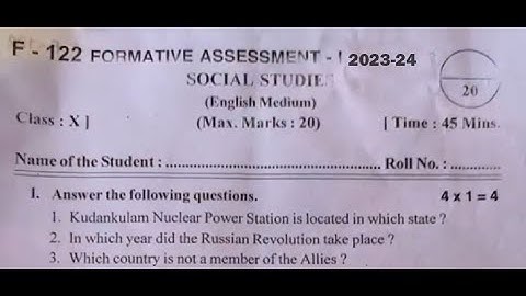 Ap 10th Class Fa-1 💯💯 V.imp Social 🥳Question Paper (2023-24) || AP 10th Class fa1 Social guess Paper