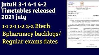 JNTUH BTECH BPHARMACY SUPPLY EXAMS 1-1 1-2 2-1 2-2 3-1 4-1 LATEST UPDATES 4-2 Exam timetables july1