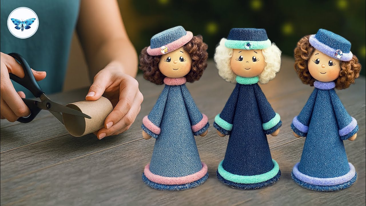 Как превратить втулку в чудесную куклу!👖Зимние куклы своими руками❄️DIY