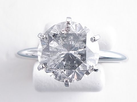 3.10 ct Round Brilliant Cut Fancy Gray - I3 Diamond Solitaire Ring ...