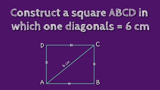 How to construct a square ABCD in which one diagonal 6cm.@SHSIRCLASSES