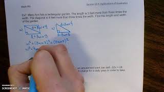 Math 095 Section 10-3 applications of quadratics part 4