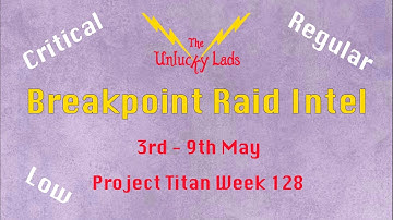 Breakpoint Raid Intel Skips - Critical, Regular & Low - 3rd to 9th May - Project Titan Week 128