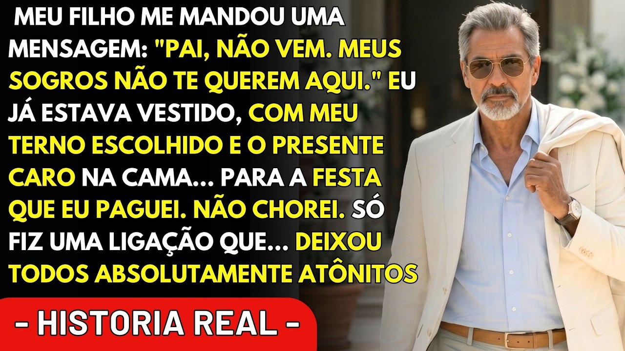 Meu filho me escreveu: “Pai, não venha. Meus sogros não te querem aqui.” Eu tinha acabado de vestir o paletó mais caro que já comprei, segurando um cheque de 2 milhões para a festa que eu mesmo...