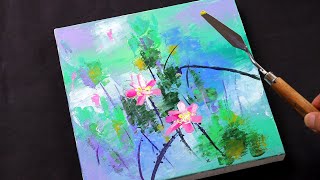 painting lotus acrylic palette knife flowers beginners