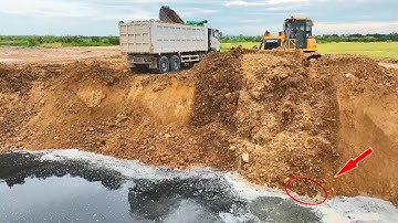 Incredible!,SHANTUI DH17 C2 Dozer pushes soil to build a NEW road next to the shore of Sen Deep Lake