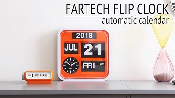 Orange Calendar Flip Wall Clock for Scandinavian Minimal Living Room