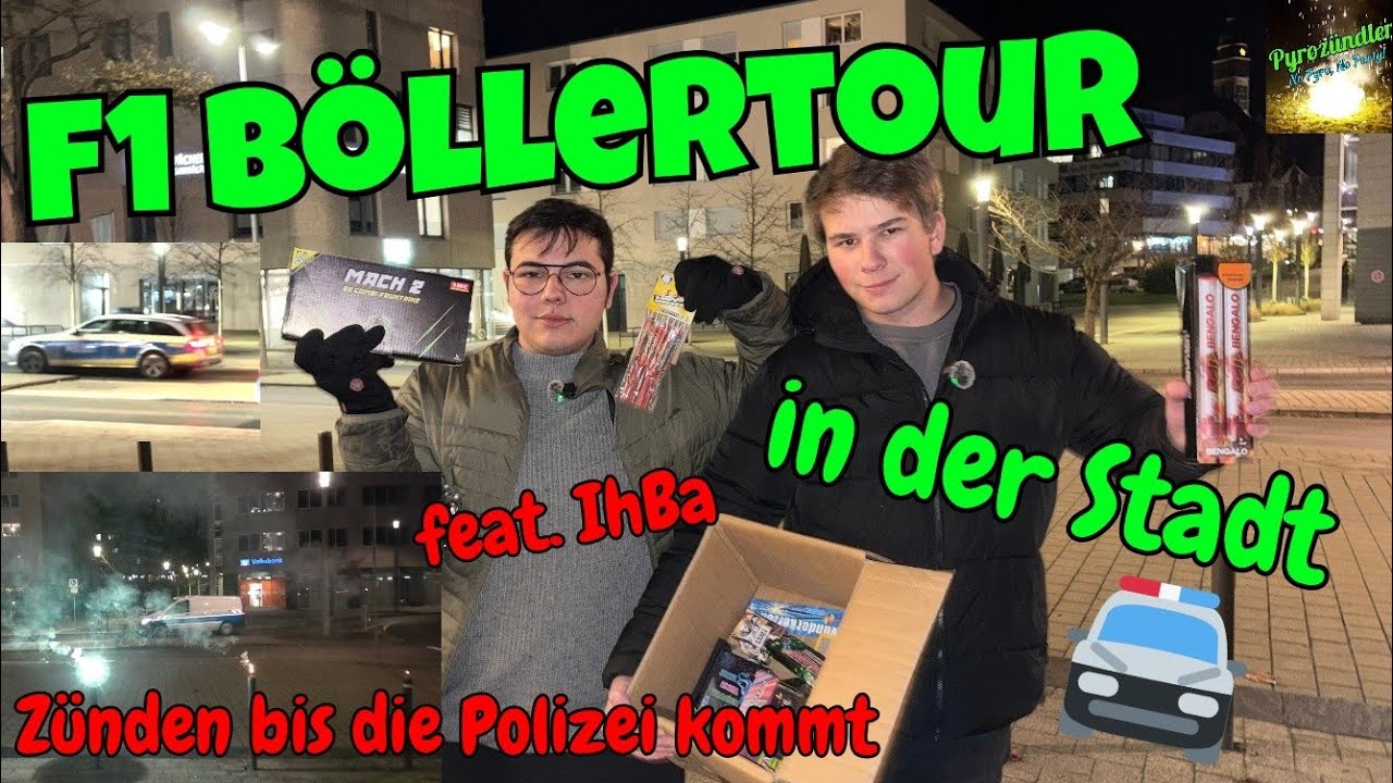 Jugendfeuerwerk zünden in der Stadt | bis Polizei kommt | F1 Fontäne explodiert | IhBa & Pyrozündler