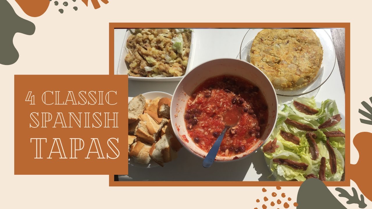 ⁣4 Classic Spanish Tapas. Tortilla, Salad 
