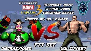 UMVC3 Thursday Night Smackdown Exhibition Series -  DieCrazyHard VS UG| DJVest FT7 Set