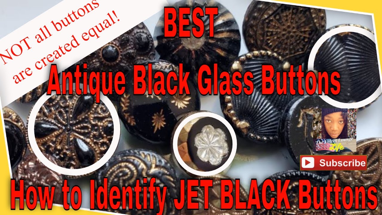 Antique Black Jet Glass Button Collection French Jet Identification