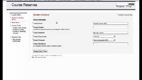 Course Reserves -- Create a Course