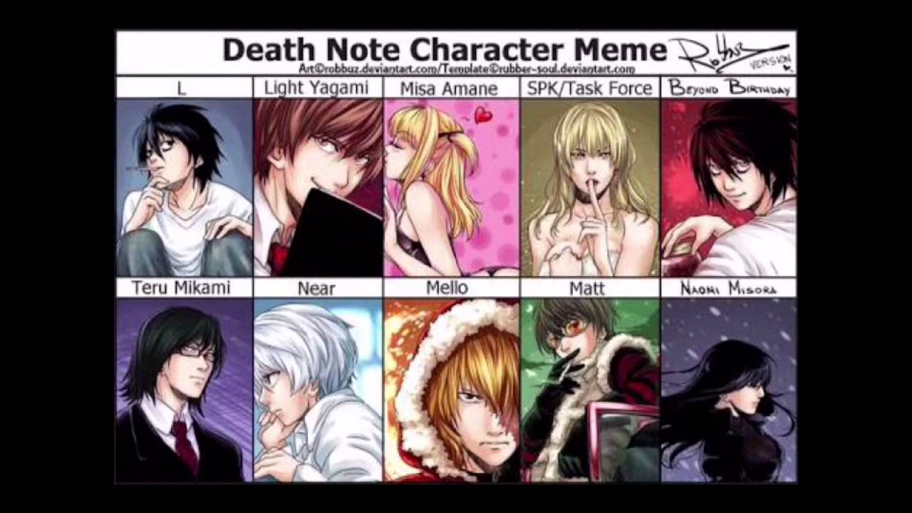 Top 5 mejores personajes death note YouTube Top 5 mejores personajes death note YouTube