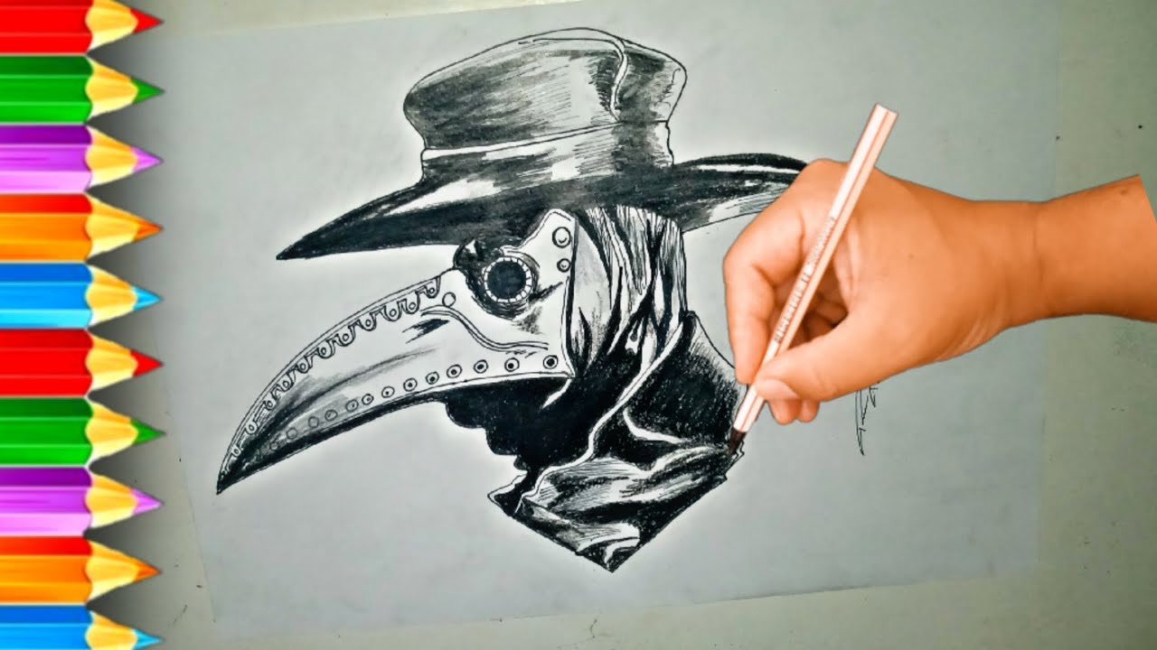 Como desenhar o Médico da Peste Negra || Peste Negra passo a passo ||  Desenho fácil para iniciantes, image size:1280x720