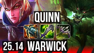 QUINN vs WARWICK (TOP) | 8k comeback, 1200+ games, 13/5/19, 44k DMG | KR Master | 25.14