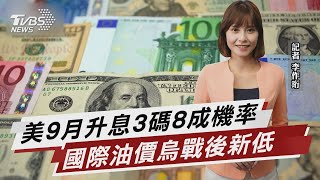 美9月升息3碼8成機率 國際油價烏戰後新低【TVBS說新聞】20220908