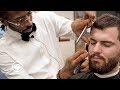 Short Textured Haircut with Shaved Lines and Beard Trim | South Austin Barber Shop