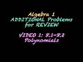 8.1-8.4 Video 1: Algebra 1 Review Problems