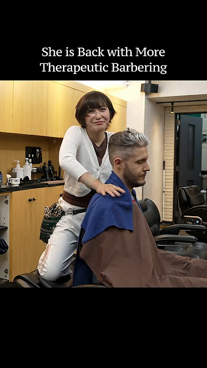 She is back with more therapeutic barbering #asmr #femalebarber #japanesebarber
