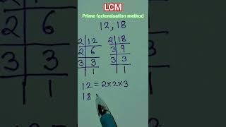 LCM By prime factorisation method(12 and 18)