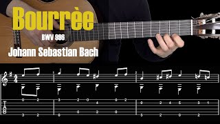 Bourrèe - Bach. Guitar Tutorial with Free TAB