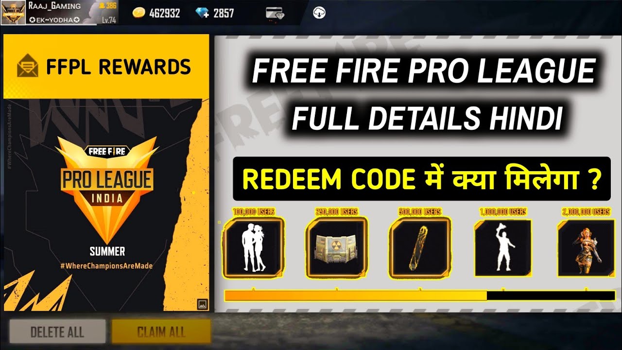 Free Fire Pro League Full Details | Redeem Code, Date, Team FFPL | Free Fire New Event | RajGaming