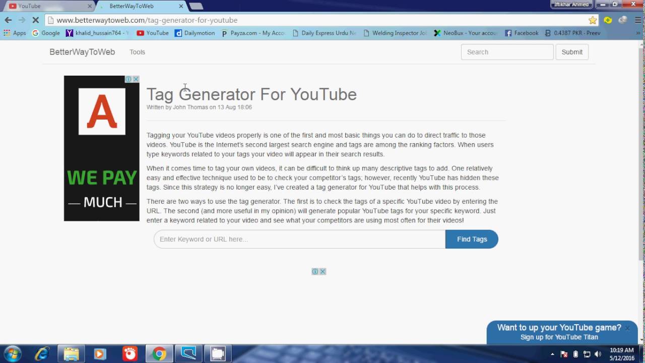 Youtube tags