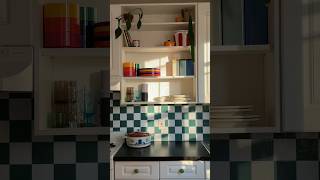 the kitchen makeover is complete… for now 🟩◻️ #makeover #diy #apartment #interiordesign