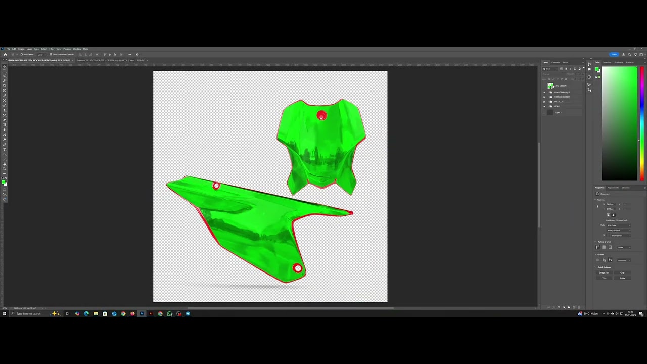 TRIUMPH TF250X Number Plate PSD Mockup–4 Material Pack (Glossy, Holographic,Metallic,Mirror Chrome)