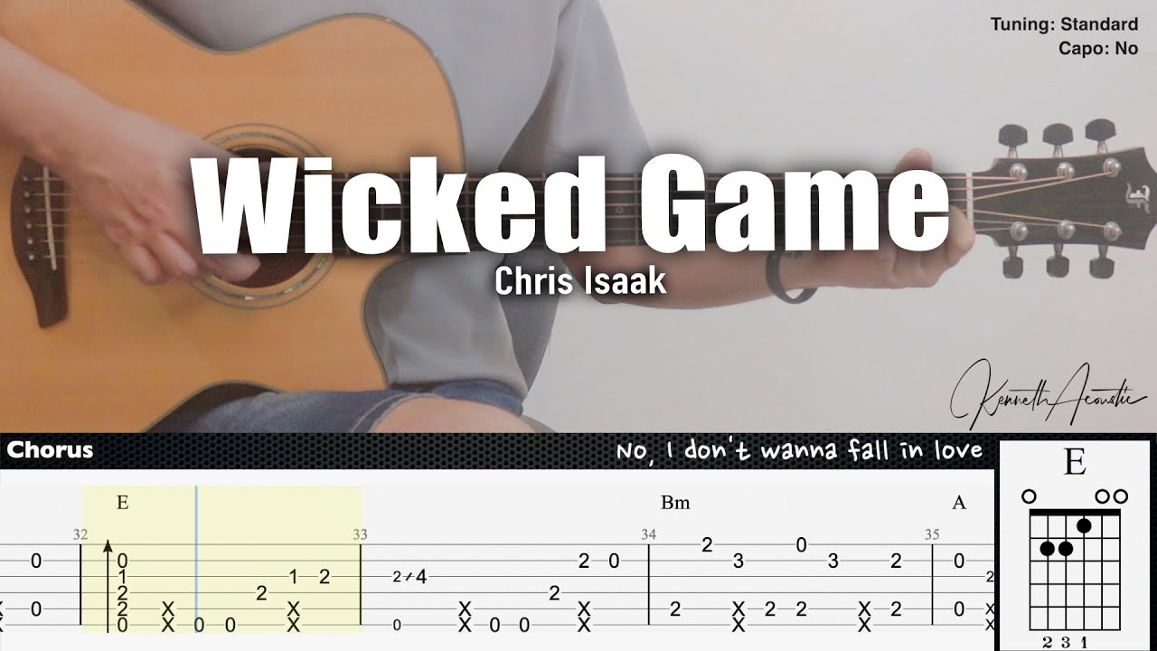 Wicked Game - Chris Isaak | Fingerstyle Guitar | TAB + Chords + Lyrics