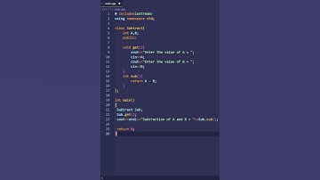 c++ program for subtraction of two numbers using class #shorts