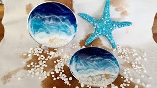 #1178 Beach Resin Waves In These Gorgeous Ocean Wavy Coasters