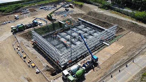 Water purification plant with Basilisk Self-Healing Concrete