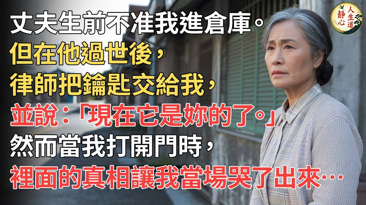 【我67歲】丈夫生前不准我進倉庫。但在他過世後，律師把鑰匙交給我，並說：「現在它是妳的了。」然而當我打開門時，裡面的真相讓我當場哭了出來…【靜心人生道】