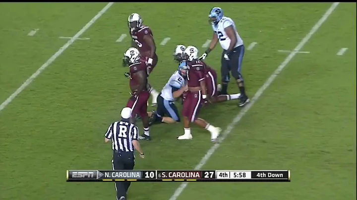 2013 USC vs UNC - Kelcy Quarles Sack