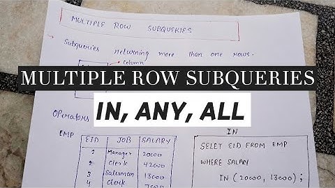 MULTIPLE ROW SUBQUERIES ||WITH EXAMPLES
