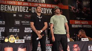 DAVID BENAVIDEZ FIRST FIGHT AT 175 VS ALEX GVOZDYK FACE OFF - EsNews Boxing